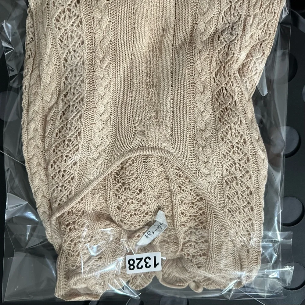 Women’s Crotchet‎ Top Cotton Blend Long Sleeve Pointelle Knit Size S Y2K Style